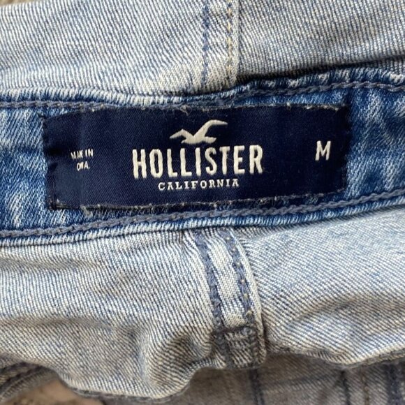 Hollister Womens Boyfriend Overalls Medium Straight Leg Distressed Blue Denim - Picture 8 of 16